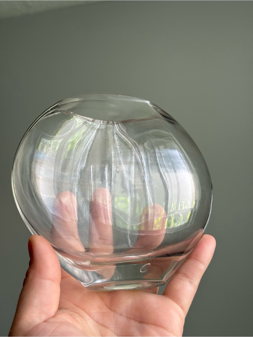 5" Half Circle Oval Polished Edge Clear Glass Moon Vase by Gorgeous Designs